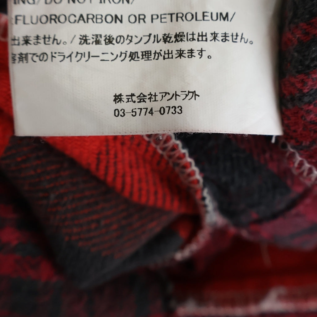READY MADE(レディメイド) × DENIM TEARS COTTON WREATH CHECK SHIRT デニムティアーズ エンブロイダリーチェック長袖シャツ レッド RE-DT-RE-00-00-06