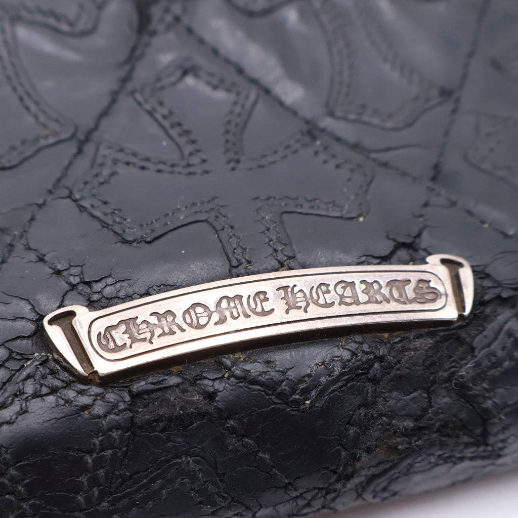 CHROME HEARTS(クロムハーツ) REC F ZIP QUILTED WALLET セメタリークロス キルティング レザーウォレット 財布 ブラック