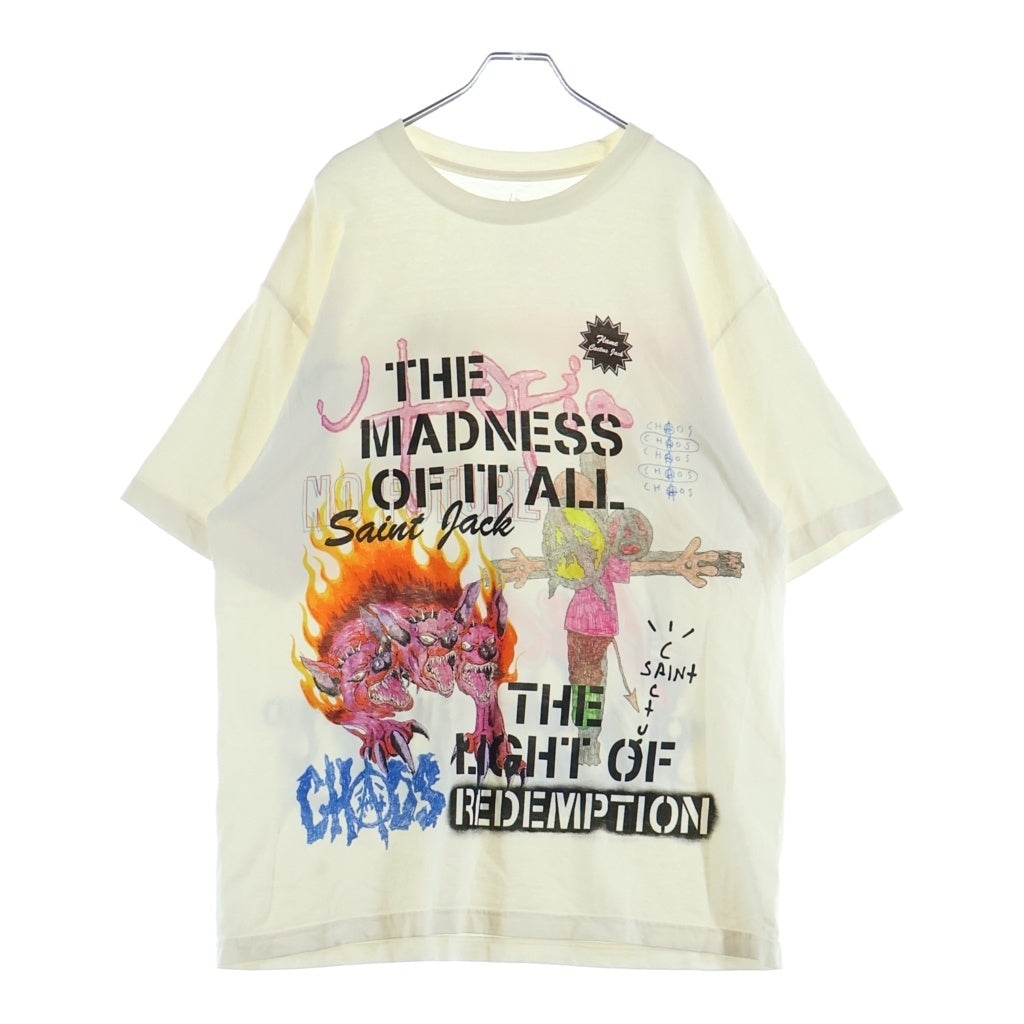 SAINT MICHAEL(セントマイケル) ×travis Scott Utopi ユートピア 両面プリント クルーネック半袖 Tシャツ カットソー ホワイト