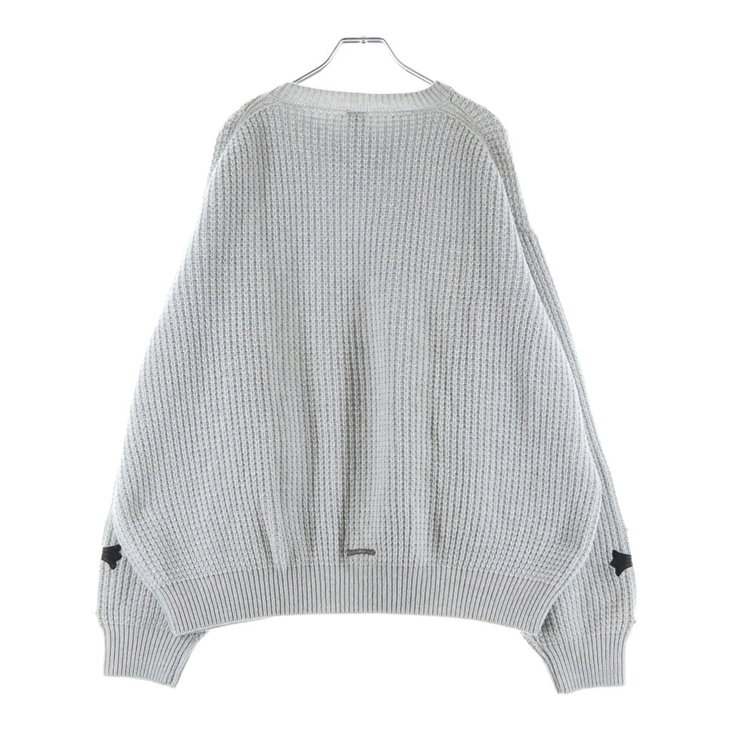 CHROME HEARTS(クロムハーツ) Y NOT Arm Leather Cross Patch Cashmere Knit Sweater レザークロスパッチ カシミアセーター ニット グレー