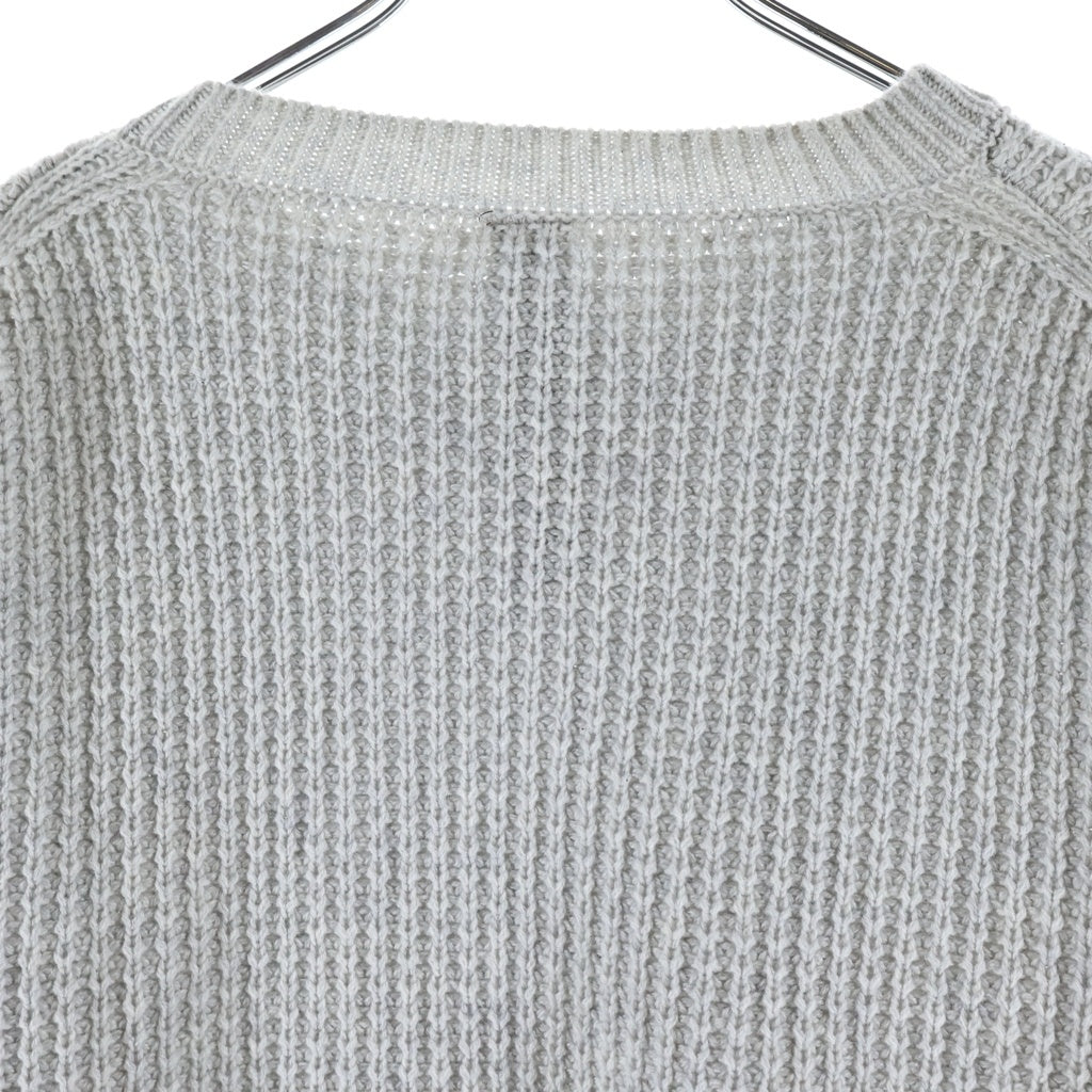 CHROME HEARTS(クロムハーツ) Y NOT Arm Leather Cross Patch Cashmere Knit Sweater レザークロスパッチ カシミアセーター ニット グレー