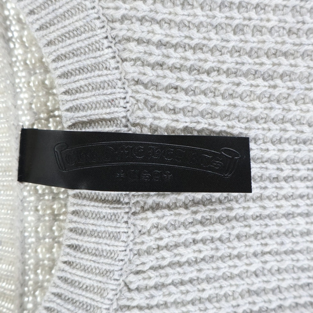CHROME HEARTS(クロムハーツ) Y NOT Arm Leather Cross Patch Cashmere Knit Sweater レザークロスパッチ カシミアセーター ニット グレー