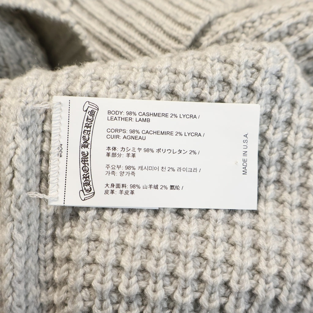 CHROME HEARTS(クロムハーツ) Y NOT Arm Leather Cross Patch Cashmere Knit Sweater レザークロスパッチ カシミアセーター ニット グレー