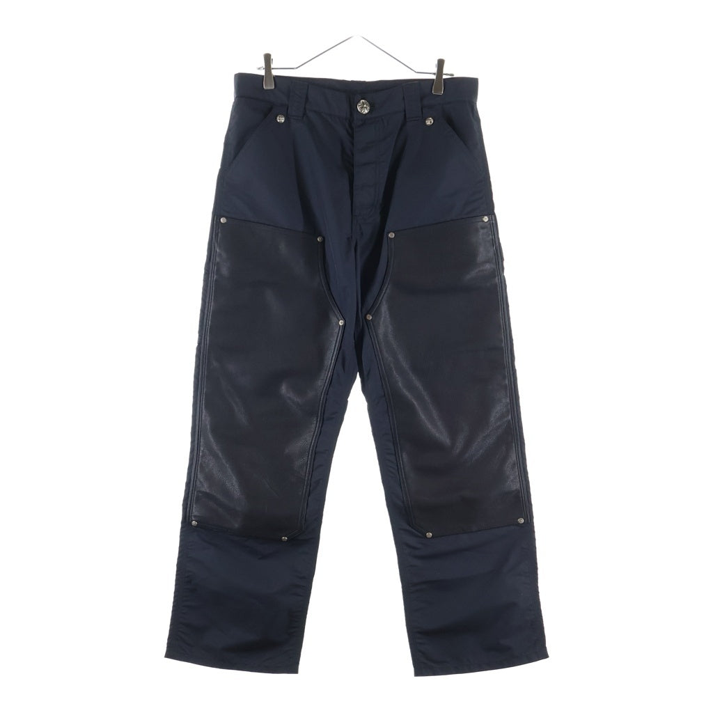 CHROME HEARTS(クロムハーツ) Carpenter Double Knee Leather Cross Patch Nylon Pants カーペンター ダブルニー レザークロスパッチ ナイロンパンツ ブラック