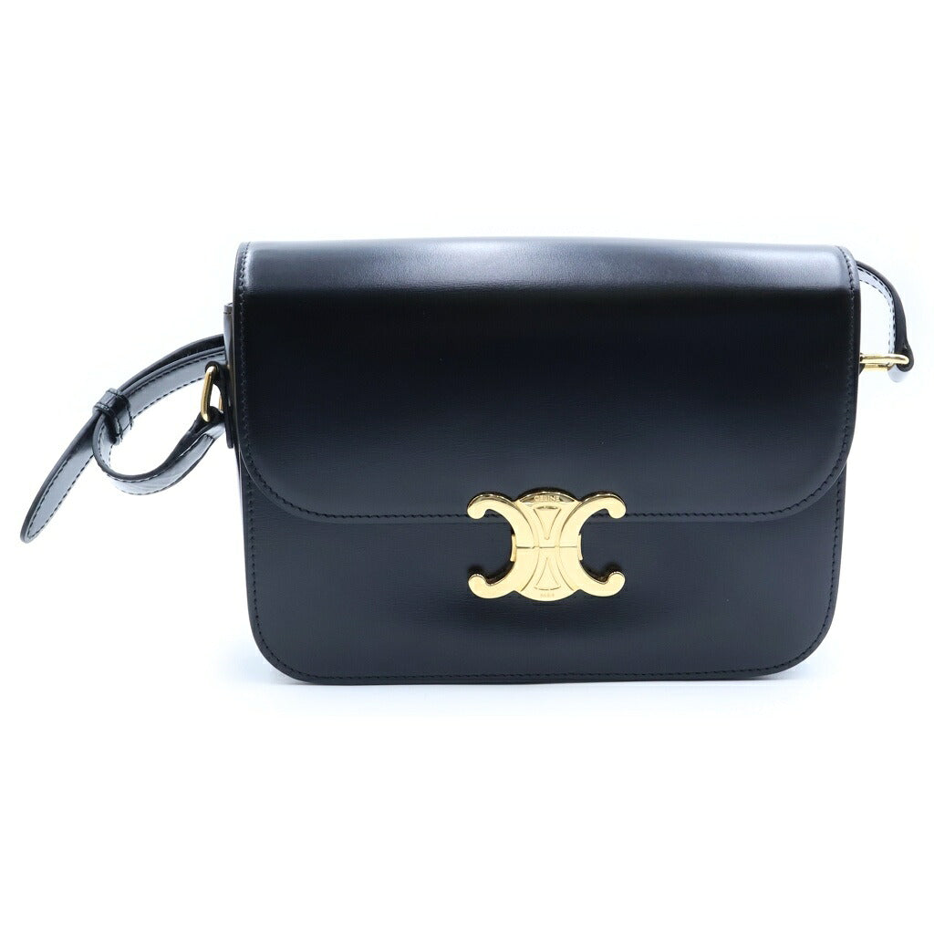 CELINE(セリーヌ) ティーン トリオンフ ショルダーバッグ ブラック レザー ゴールド金具