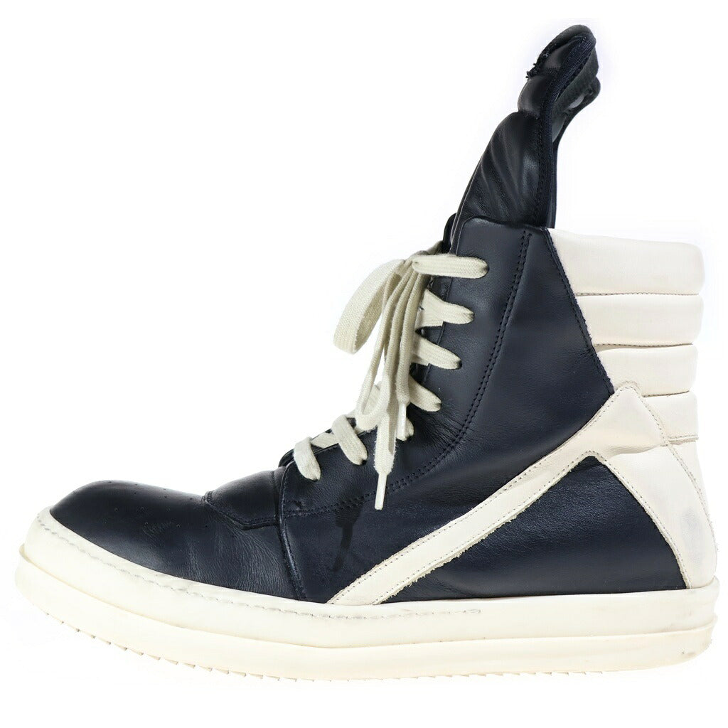 Rick Owens(リックオウエンス) Geobasket Sneaker ジオバスケットレザーハイカットスニーカー ブラック/ホワイト RU01F2894
