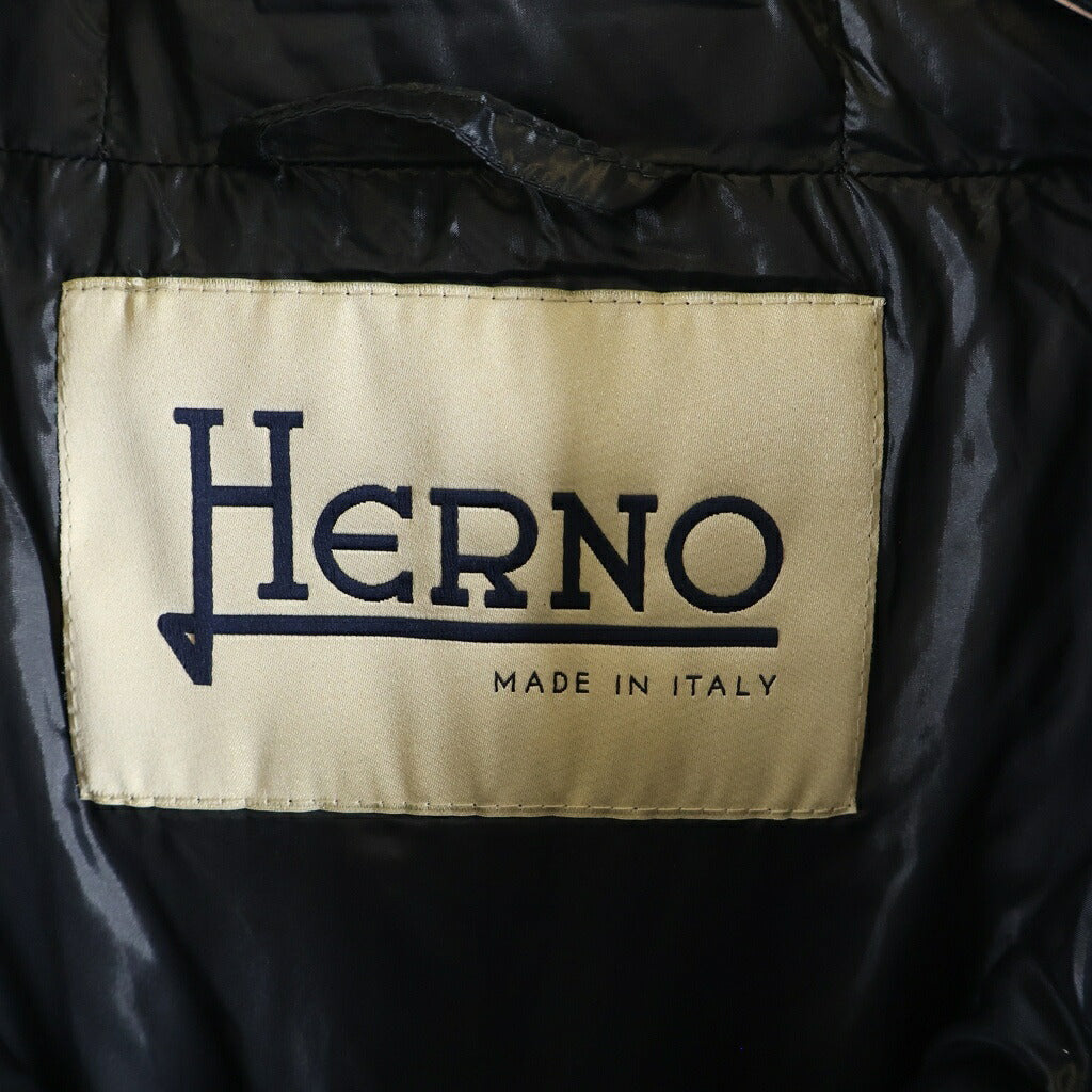 HERNO(ヘルノ) ドッキング フーデッド ナイロン ダウンコート ブラック レディースpi001966d-33344-9300
