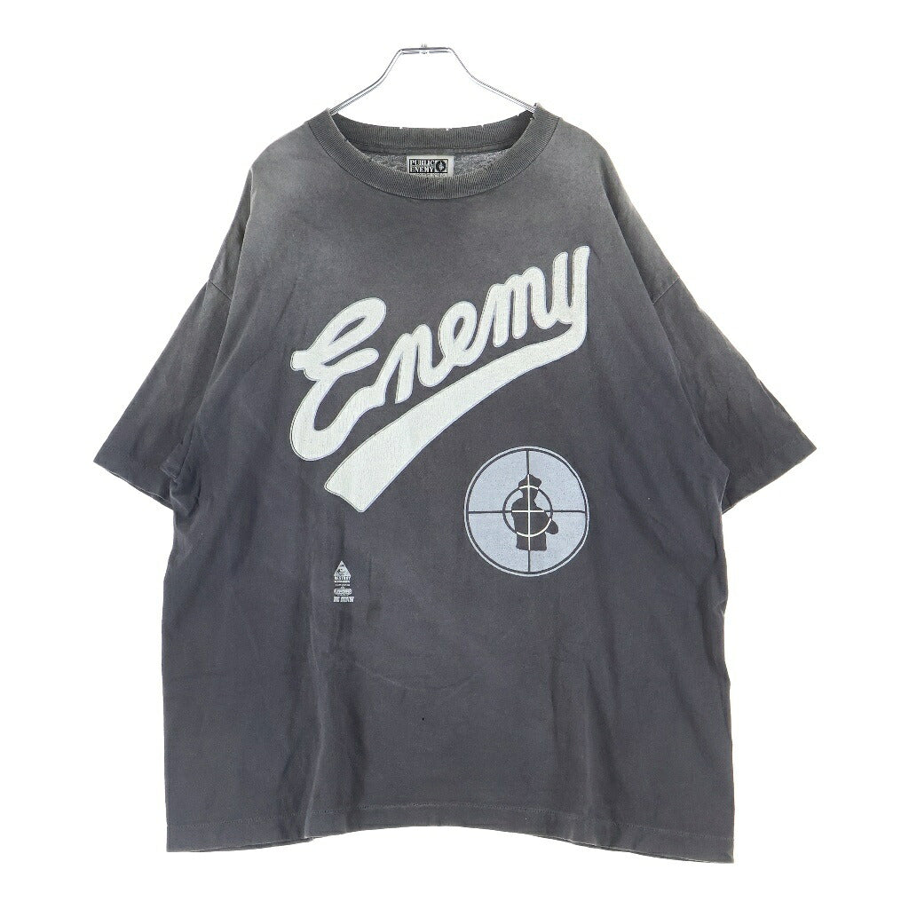 SAINT MICHAEL(セントマイケル) 24AW×PUBLIC SNT ENEMY SS TEE パブリックエネミー ヴィンテージ加工プリント半袖Tシャツ ブラック SM-YS1-0000-C18