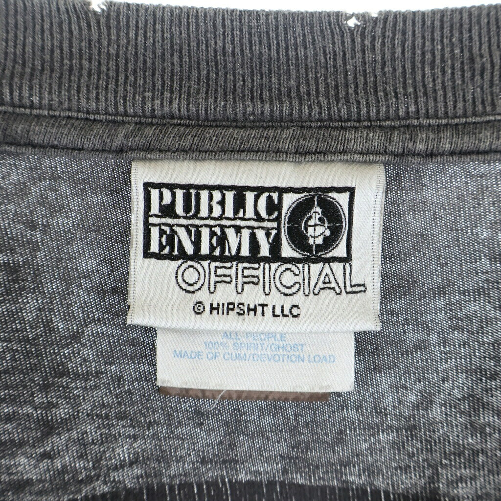 SAINT MICHAEL(セントマイケル) 24AW×PUBLIC SNT ENEMY SS TEE パブリックエネミー ヴィンテージ加工プリント半袖Tシャツ ブラック SM-YS1-0000-C18