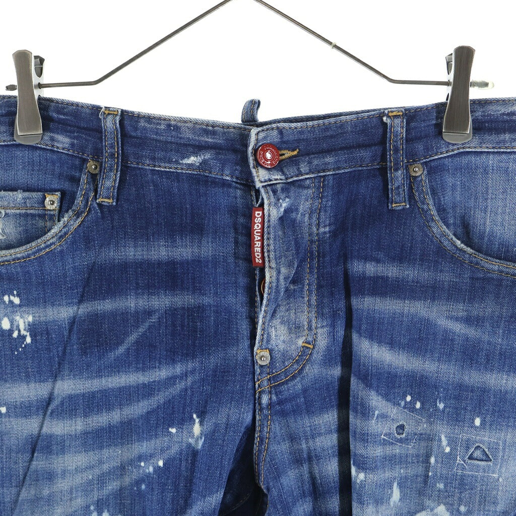DSQUARED2(ディースクエアード) Sexy Twist Jean エラスタンペイント ボタンフライ ダメージデニムパンツ インディゴ S71LB0683