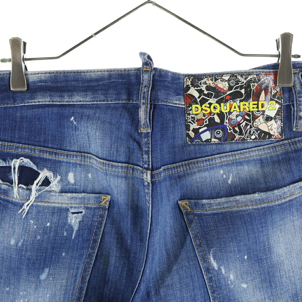 DSQUARED2(ディースクエアード) Sexy Twist Jean エラスタンペイント ボタンフライ ダメージデニムパンツ インディゴ S71LB0683