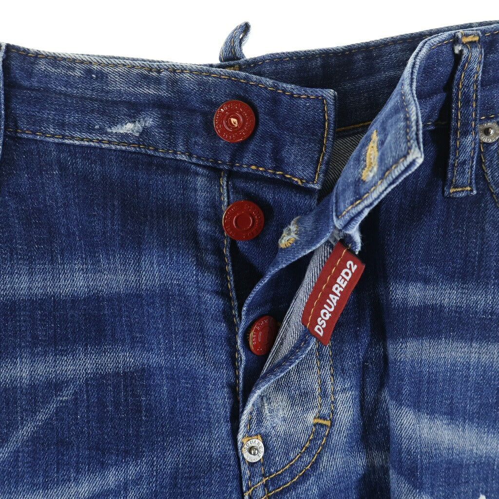 DSQUARED2(ディースクエアード) Sexy Twist Jean エラスタンペイント ボタンフライ ダメージデニムパンツ インディゴ S71LB0683
