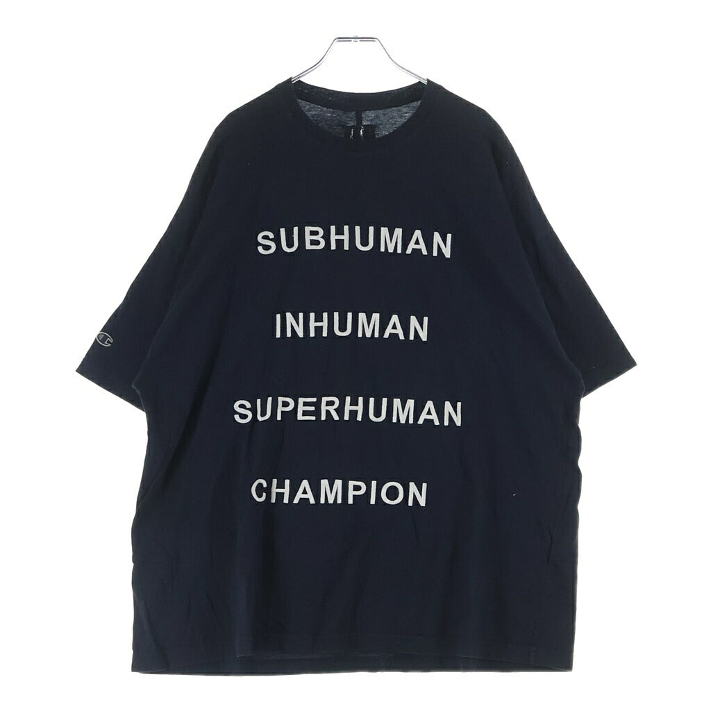 Rick Owens(リックオウエンス) ×Champion チャンピオン 半袖Tシャツ カットソー ブラック CM01E1675-CHJG
