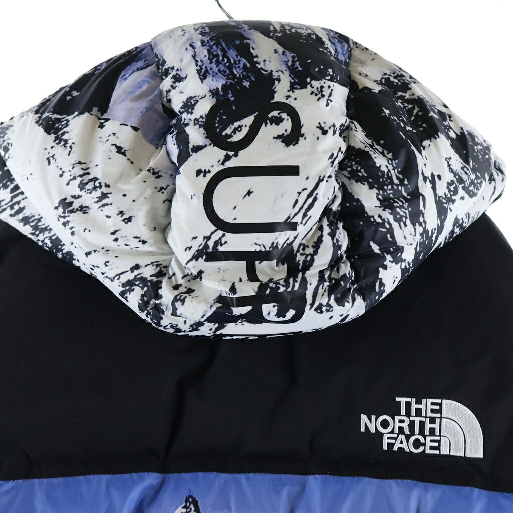 SUPREME(シュプリーム) 17AW ×THE NORTH FACE Mountain Baltoro Jacke ノースフェイス マウンテン バルトロ ダウンジャケット 雪山 総柄 ホワイト/ブルー ND91701I