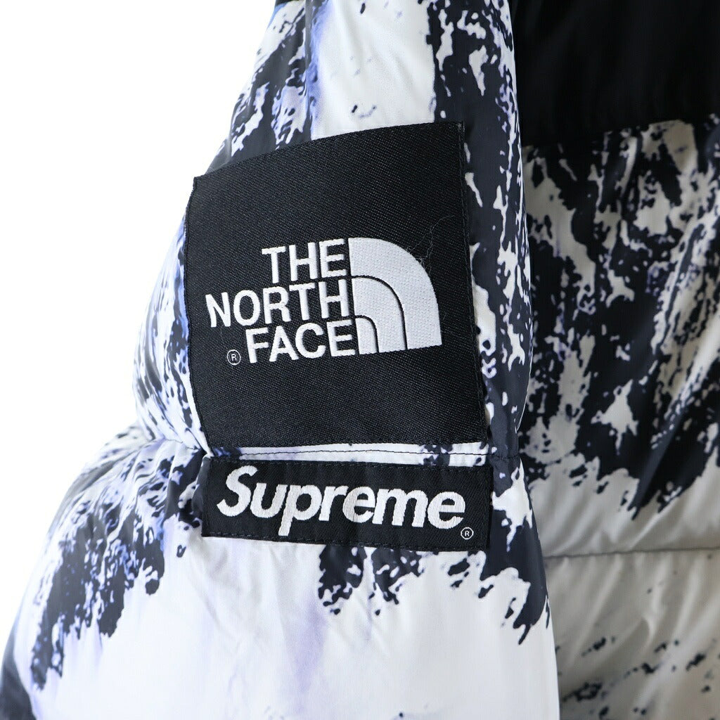 SUPREME(シュプリーム) 17AW ×THE NORTH FACE Mountain Baltoro Jacke ノースフェイス マウンテン バルトロ ダウンジャケット 雪山 総柄 ホワイト/ブルー ND91701I