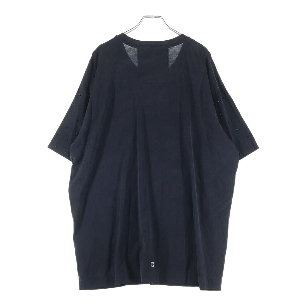 GIVENCHY(ジバンシィ) ロゴプリント スタッズ付き クルーネック半袖Tシャツ カットソー ブラック BM716R3YBR