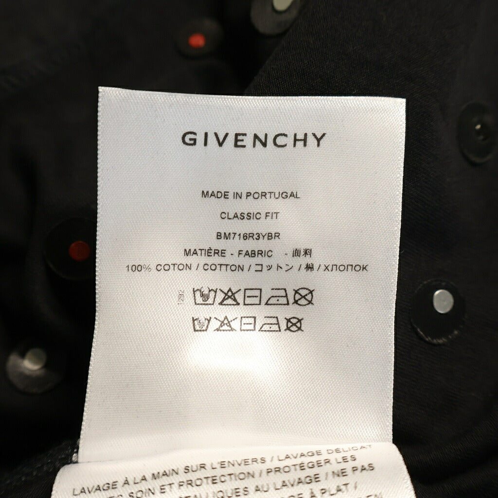 GIVENCHY(ジバンシィ) ロゴプリント スタッズ付き クルーネック半袖Tシャツ カットソー ブラック BM716R3YBR