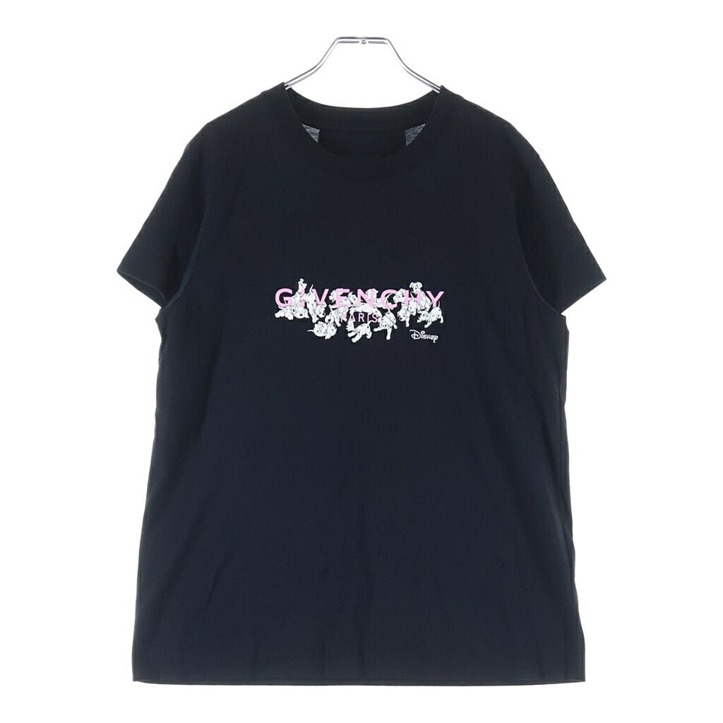 GIVENCHY(ジバンシィ) ×Disney 101Dalmatians 101ダルメシアンプリント クルーネック半袖 スリムTシャツ カットソー ブラック BW707Y3ZAR