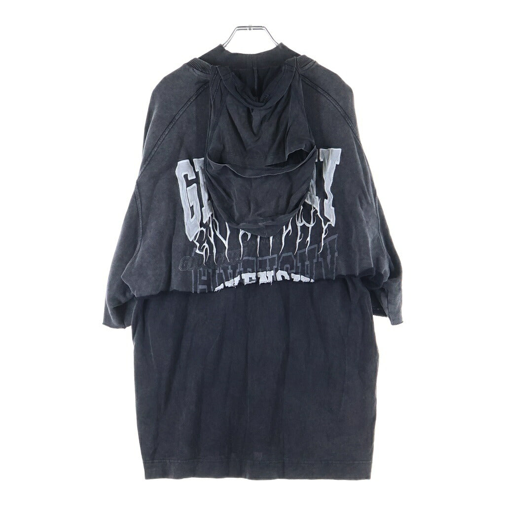 GIVENCHY(ジバンシィ) レイヤード フード付き モックネック ダメージ Tシャツ カットソー ブラック BM71FE3Y8T