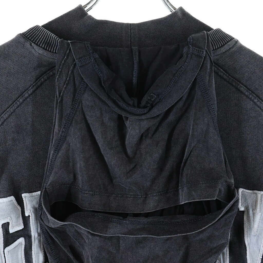 GIVENCHY(ジバンシィ) レイヤード フード付き モックネック ダメージ Tシャツ カットソー ブラック BM71FE3Y8T