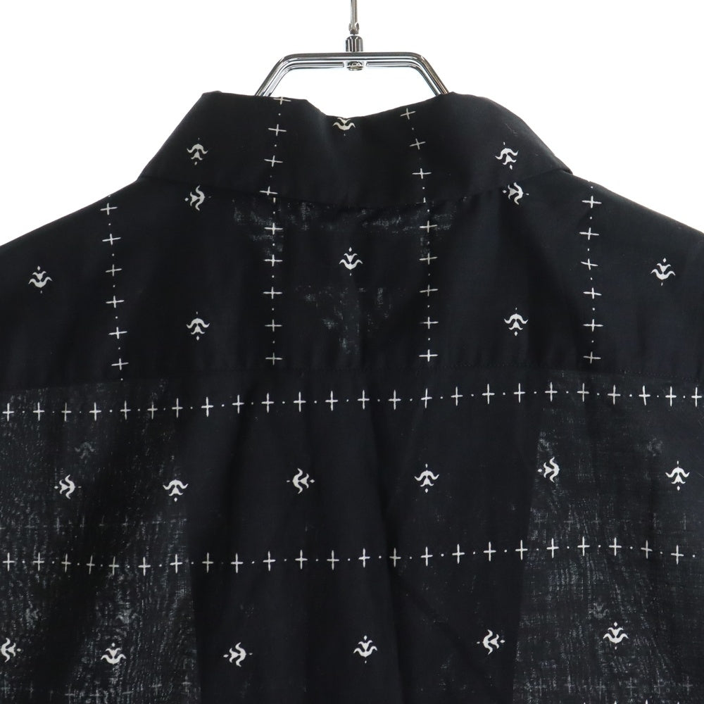 SAINT LAURENT PARIS(サンローランパリ) 19SS 総柄デザインノースリーブシャツ 袖カットオフ ブラック 552843 Y085U