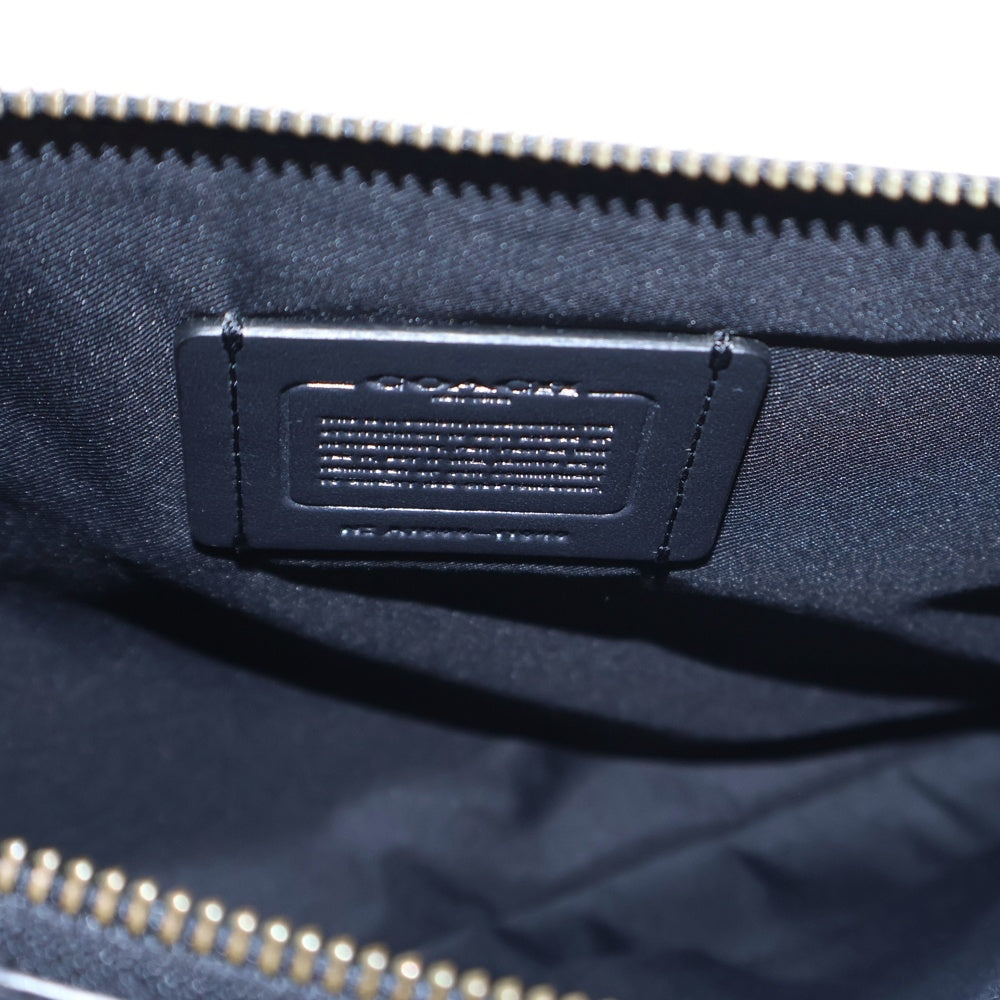COACH(コーチ) ロゴストラップ付 レザー セカンドバッグ ネイビー