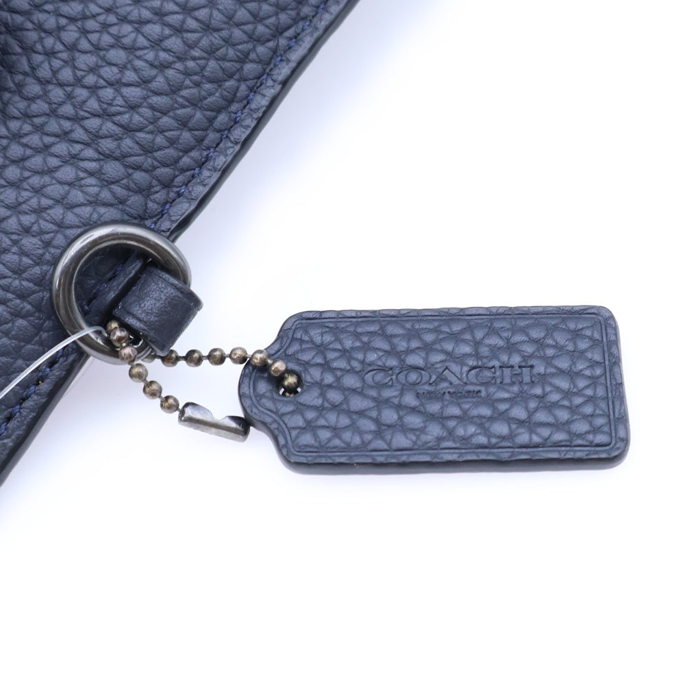 COACH(コーチ) ロゴストラップ付 レザー セカンドバッグ ネイビー