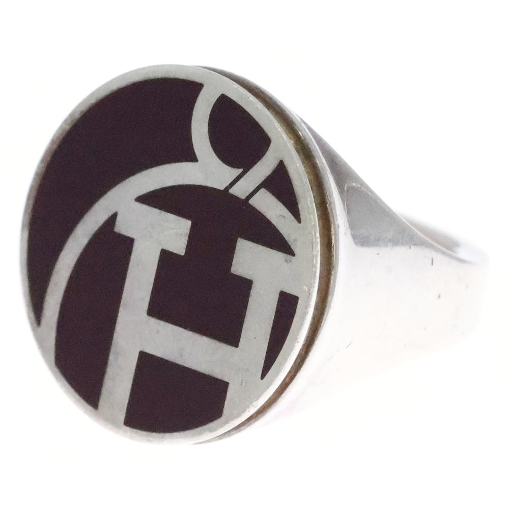 HERMES(エルメス) シグネットリング サークル 指輪 Ag925 シルバー×ブラウン #54 アクセサリー
