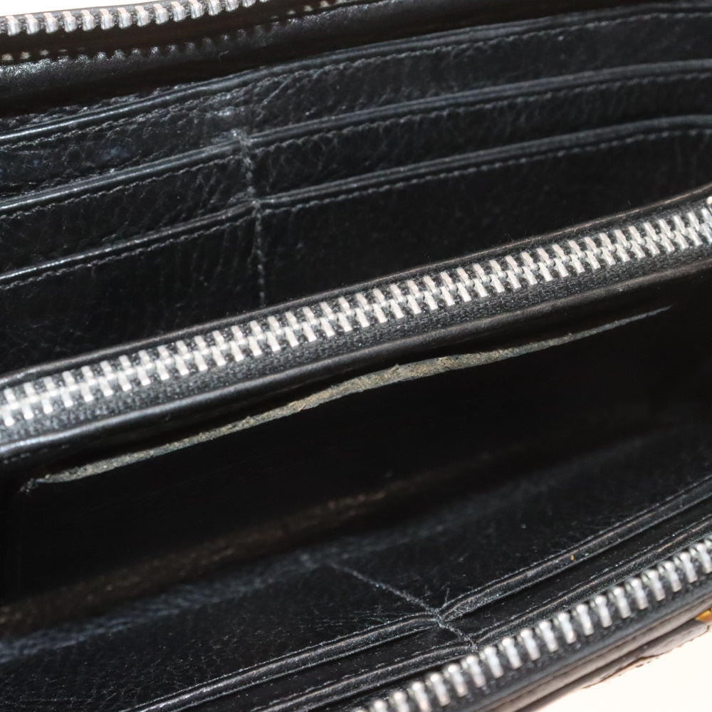CHROME HEARTS(クロムハーツ) REC F ZIP/QUILTED マルチカラーセメタリークロスパッチ キルティングレザーウォレット 長財布 ブラック/マルチカラー