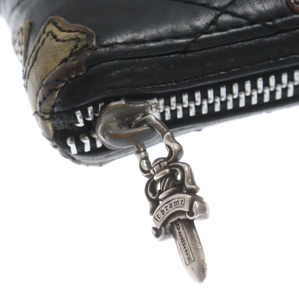 CHROME HEARTS(クロムハーツ) REC F ZIP/QUILTED マルチカラーセメタリークロスパッチ キルティングレザーウォレット 長財布 ブラック/マルチカラー