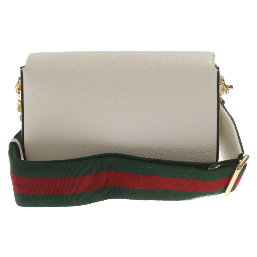 GUCCI(グッチ) ×adidas アディダス ロゴ ホースビット レザーショルダーバッグ ホワイト/ブラック 658574