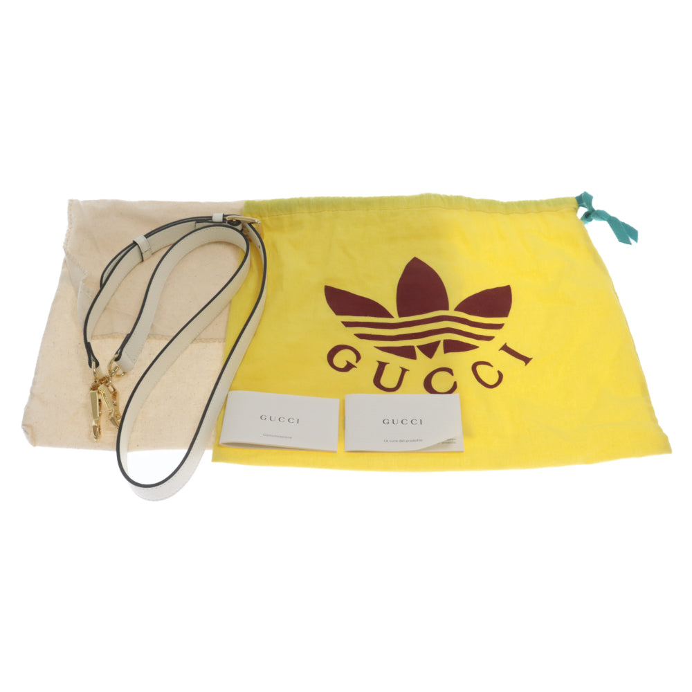GUCCI(グッチ) ×adidas アディダス ロゴ ホースビット レザーショルダーバッグ ホワイト/ブラック 658574