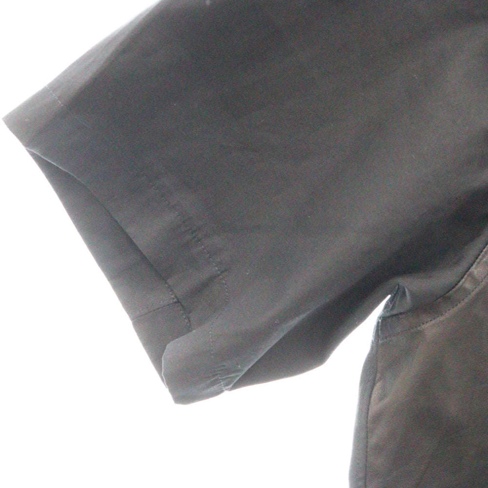 CHROME HEARTS(クロムハーツ) ×COMME des GARCONS SHIRT コムデギャルソンシャツ レザー切り替え クロスボールボタン 半袖シャツ ブラック