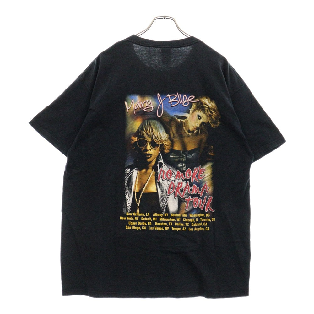 VINTAGE(ヴィンテージ) 00s Mary J Blige NO MORE DRAMA TOUR メアリー J ブライジ プリント半袖Tシャツ カットソー Y2K FRUIT OF THE LOOMタグ ブラック