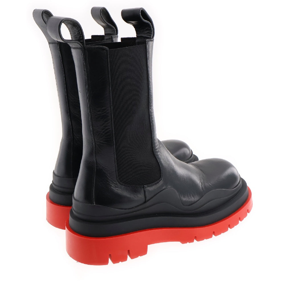 BOTTEGA VENETA(ボッテガヴェネタ) Black Leather Lug Boot ブラックレザー ラグブーツ ブラック/レッド