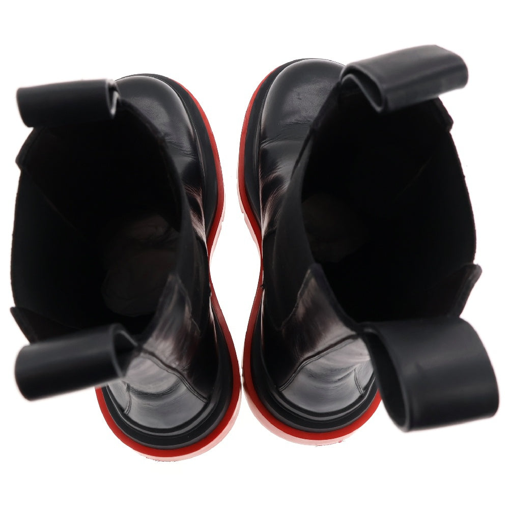 BOTTEGA VENETA(ボッテガヴェネタ) Black Leather Lug Boot ブラックレザー ラグブーツ ブラック/レッド