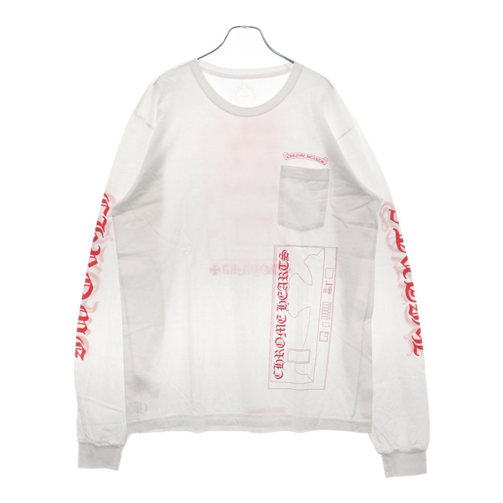 CHROME HEARTS(クロムハーツ) Aoyama L/S Tee 青山限定 ロゴプリント 長袖Tシャツ カットソー ホワイト/オレンジ