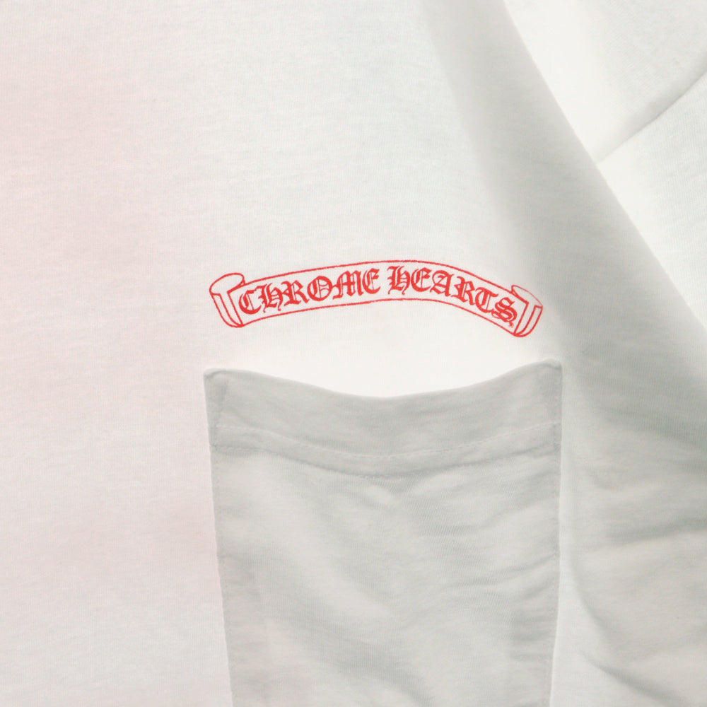 CHROME HEARTS(クロムハーツ) Aoyama L/S Tee 青山限定 ロゴプリント 長袖Tシャツ カットソー ホワイト/オレンジ