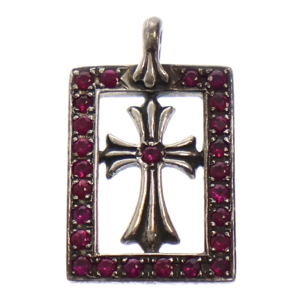 CHROME HEARTS(クロムハーツ) FRMD OPN BBYFAT A SAP フレームドオープン アフター ピンクサファイア シルバーネックレストップ シルバー/ピンク