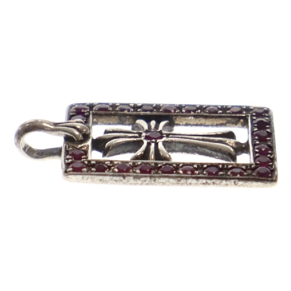 CHROME HEARTS(クロムハーツ) FRMD OPN BBYFAT A SAP フレームドオープン アフター ピンクサファイア シルバーネックレストップ シルバー/ピンク