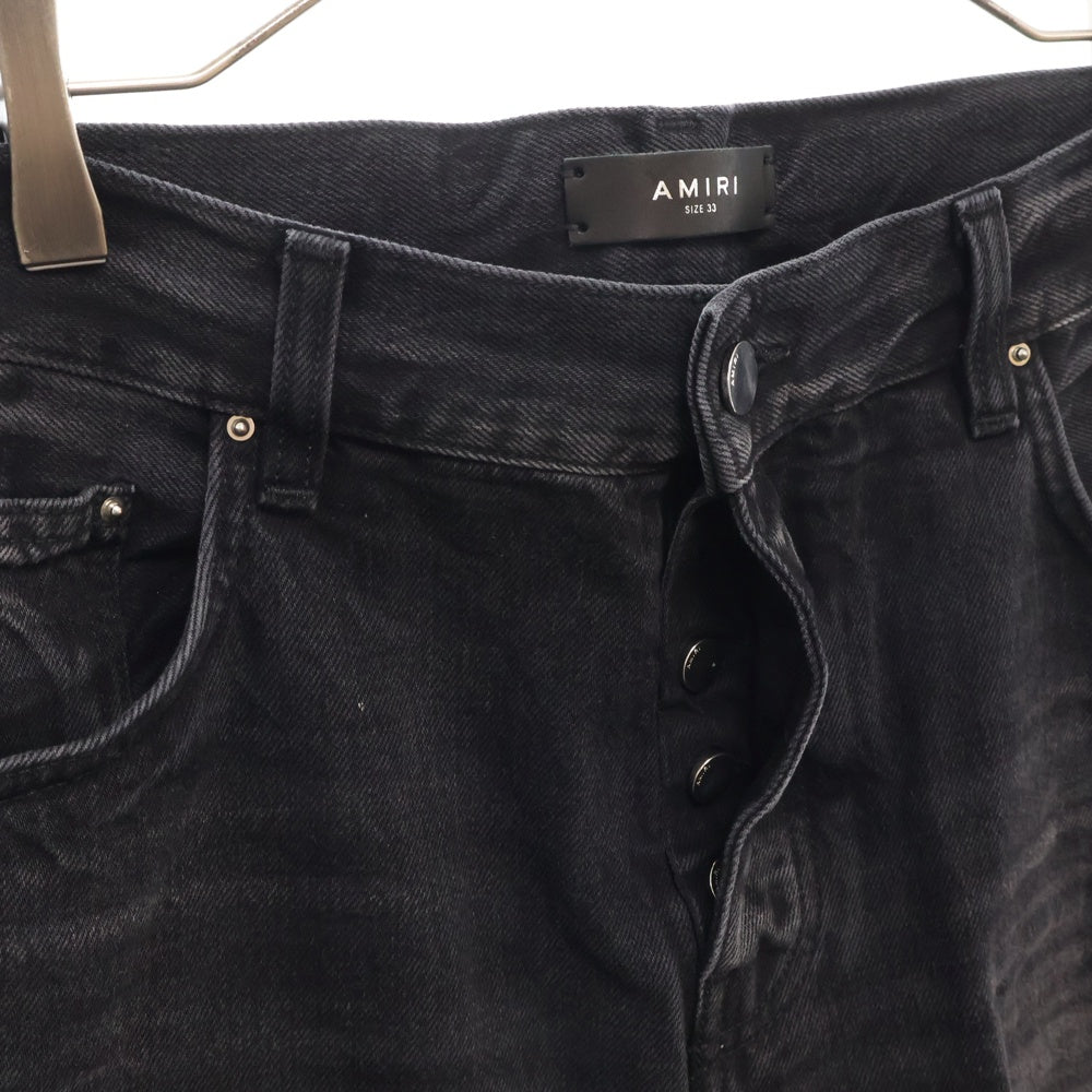 AMIRI(アミリ) 24AW RELEASED HEM STRAIGHT JEAN 裾ダメージ加工デニムパンツ ブラック