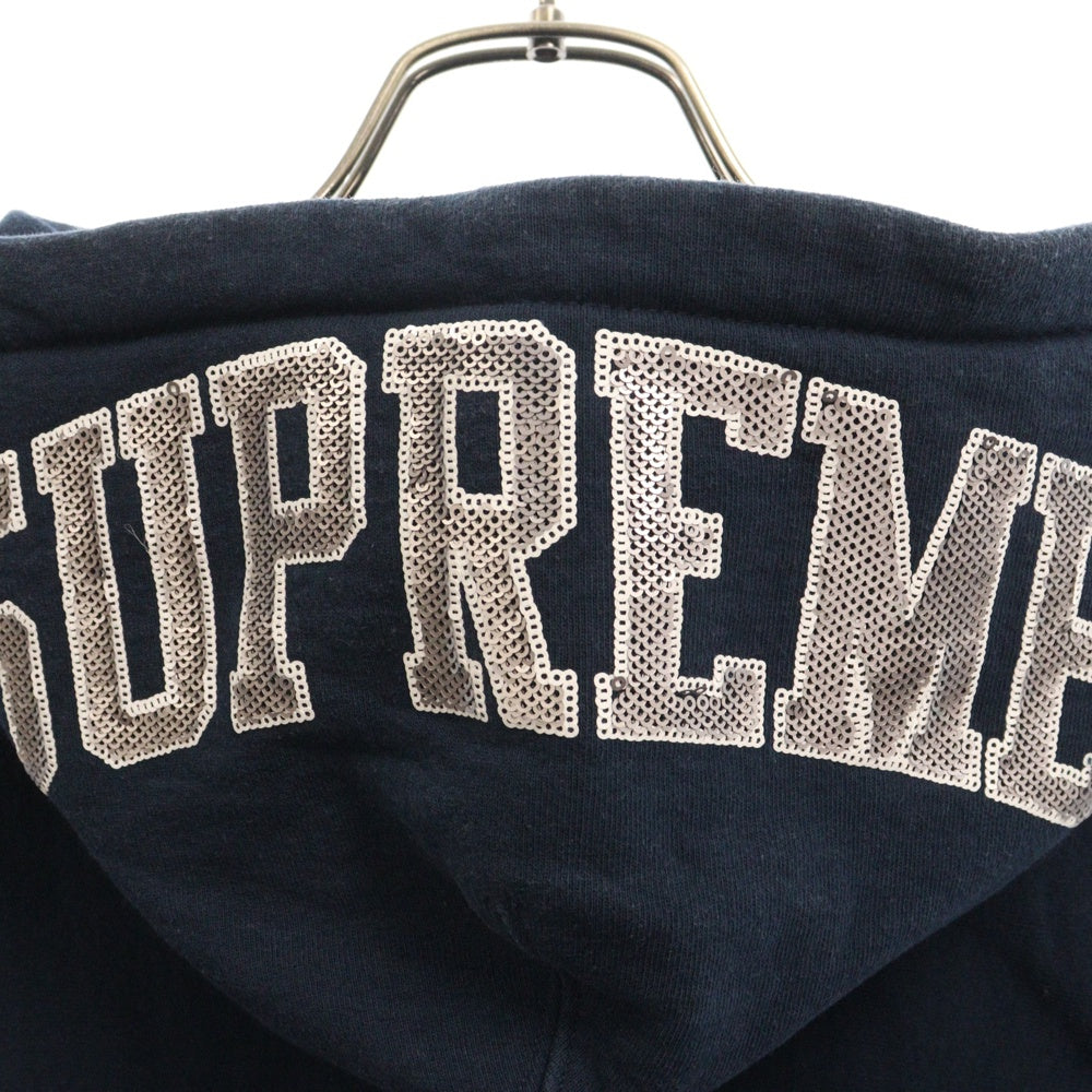 SUPREME(シュプリーム) 19SS Sequin Arc Hooded Sweatshirt シークインアーチスパンコールフーデッドスウェットプルオーバーパーカー ブルー