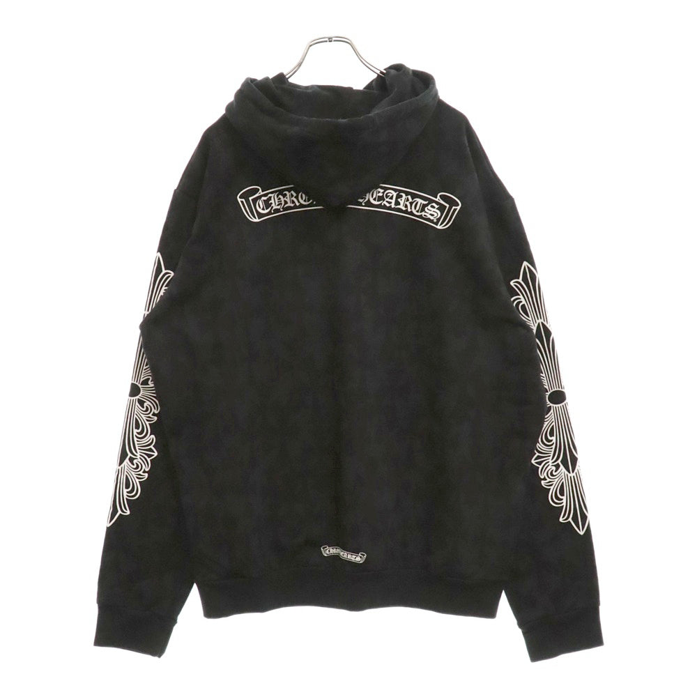 CHROME HEARTS(クロムハーツ) SWTSHRT PLVR セメタリークロス総柄プリント プルオーバーパーカー ブラック