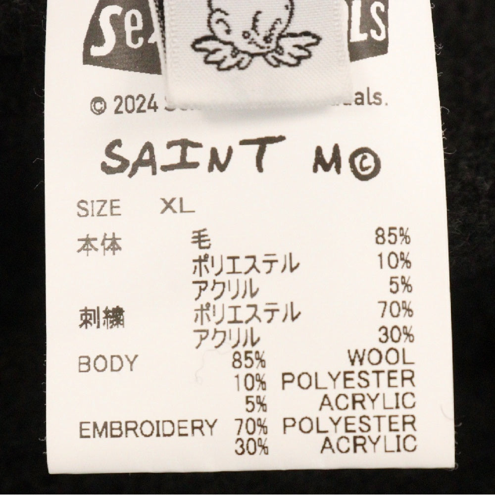 SAINT MICHAEL(セントマイケル) 24AW xSex Pistols SP CREW KNT I AM A クラッシュ加工クルーネックニット セックスピストルズ ブラック SM-YS1-0000-C24