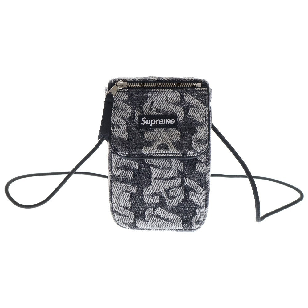 SUPREME(シュプリーム) 22SS Fat Tip Jacquard Denim Neck Pouch ファットチップジャガーデニムポーチ ショルダーバッグ ブラック