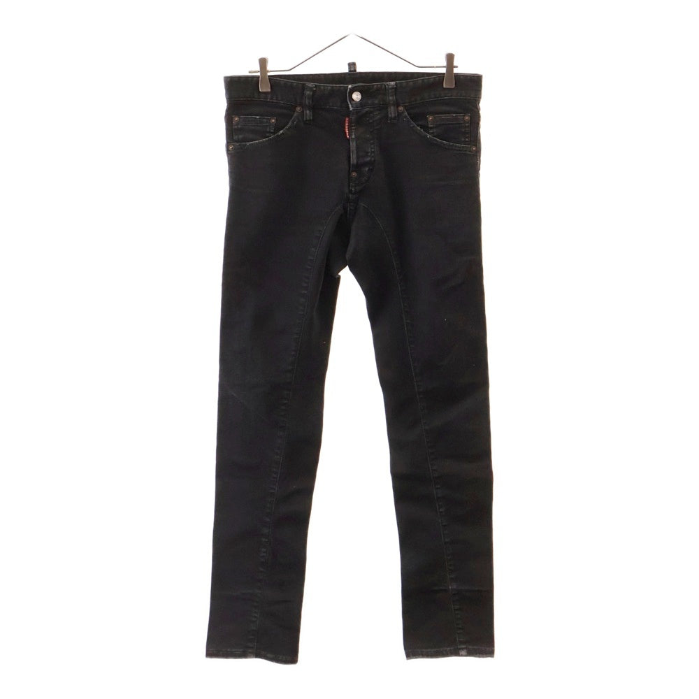 DSQUARED2(ディースクエアード) ブラックデニムバイカーパンツ ブラック S74LA0457