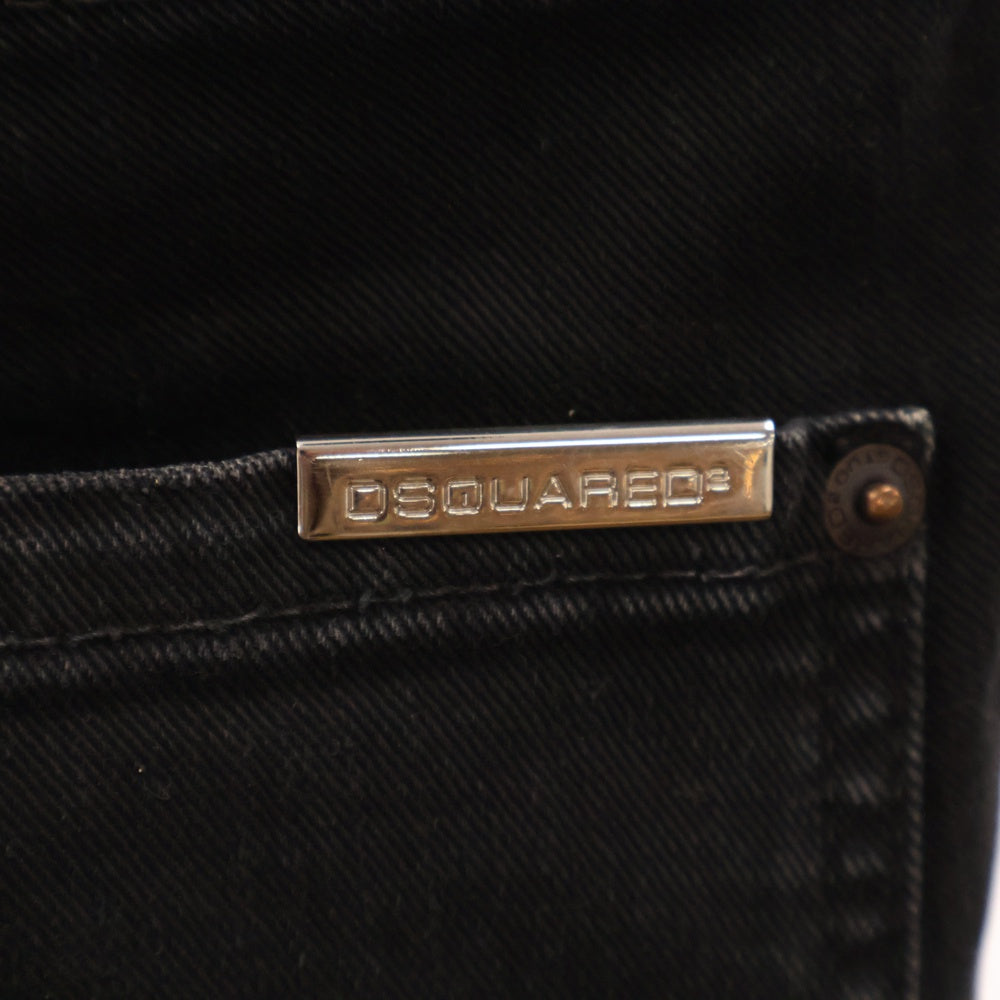 DSQUARED2(ディースクエアード) ブラックデニムバイカーパンツ ブラック S74LA0457
