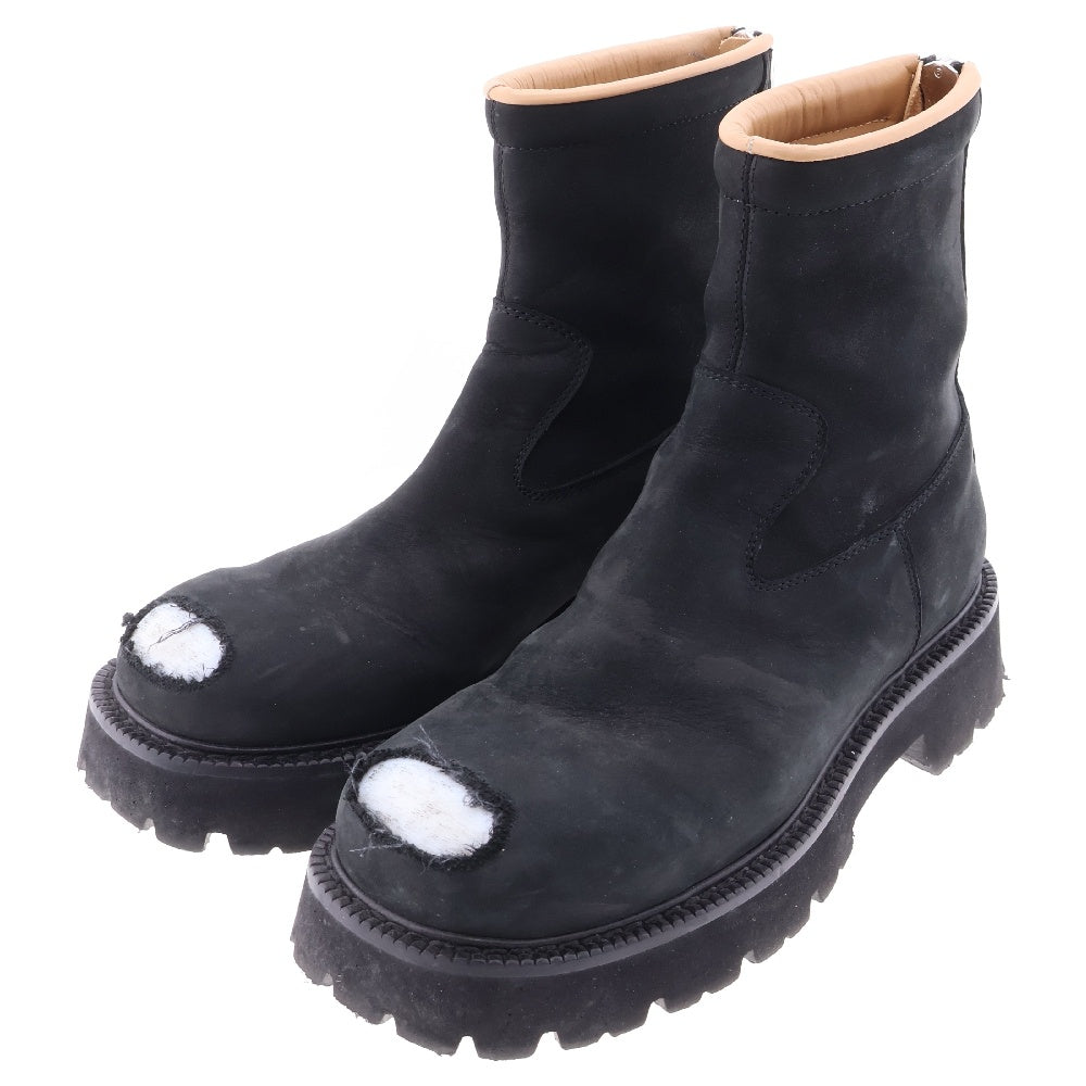 MM6 Maison Margiela(エムエムシックスメゾンマルジェラ) トゥダメージ加工ハイカットブーツ S66WU0093 ブラック