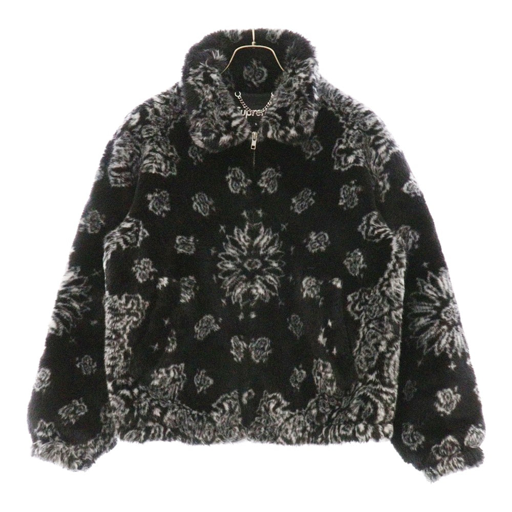 SUPREME(シュプリーム) 21SS Bandana Faux Fur Bomber Jacket バンダナ ファー ボンバー アーチロゴ ジャケット ブラック