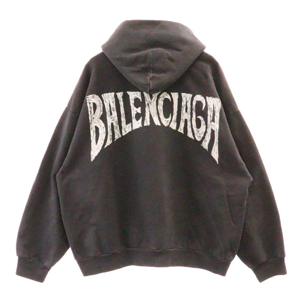 BALENCIAGA(バレンシアガ) 23AW ROUND HOODIE ラウンドフーディー スウェットプルオーバーパーカー ブラック 767877 TPVU5